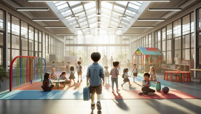 کودکان در فضای بازی مدرسه